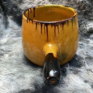 Glazed ceramic saucepan/casserole yellow ceramic pot